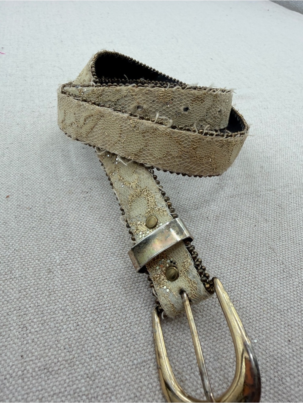 Vintage gold silk belt